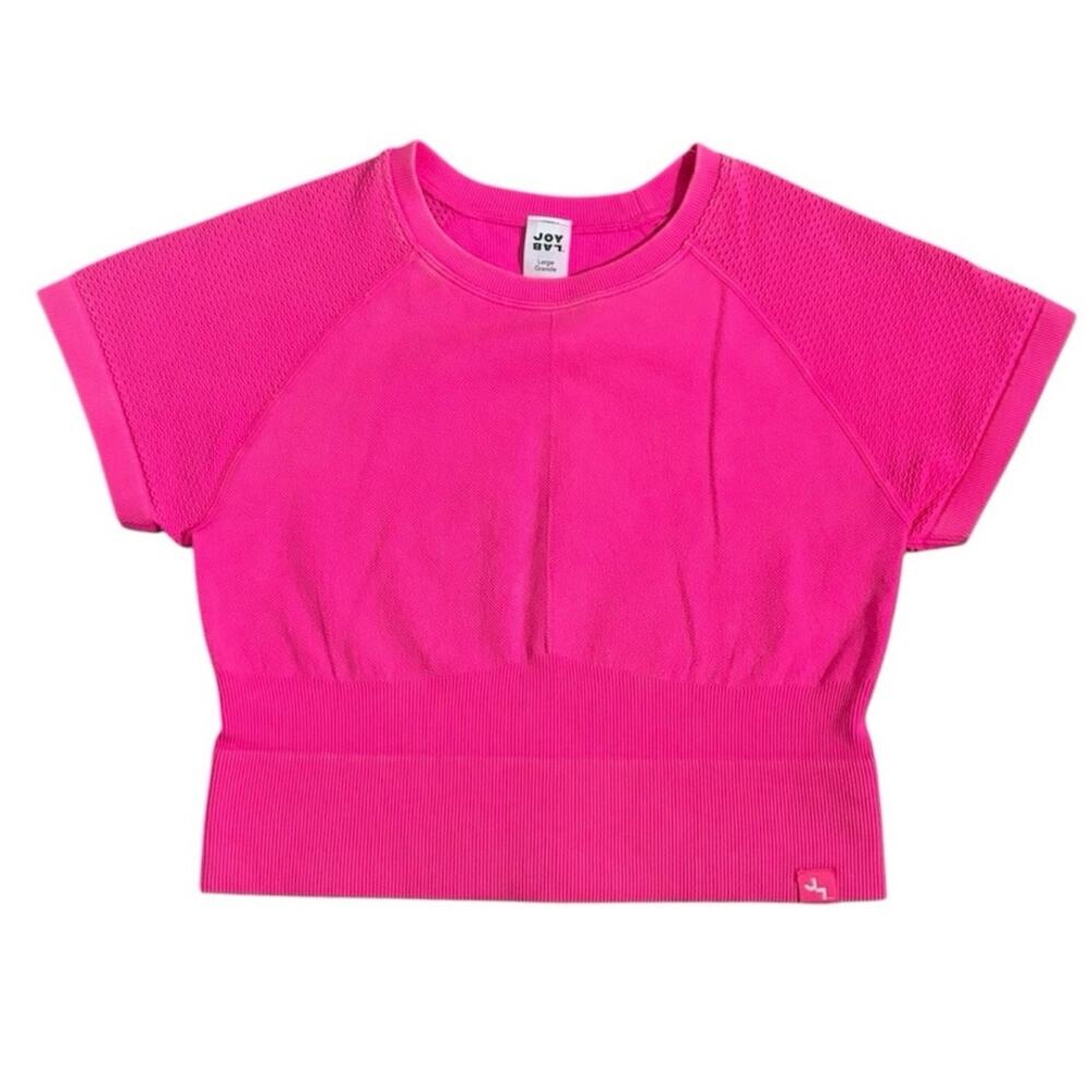 New JoyLab Hot Pink Cropped Short Sleeve Active Tee Shirt Large